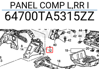 Honda 64700TA5315ZZ PANEL COMP L,RR I
