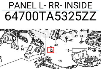 Honda 64700TA5325ZZ PANEL L- RR- INSIDE