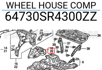 Honda 64730SR4300ZZ WHEEL HOUSE COMP