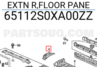 Honda 65112S0XA00ZZ EXTN R,FLOOR PANE