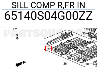 Honda 65140S04G00ZZ SILL COMP R,FR IN
