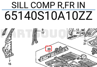 Honda 65140S10A10ZZ SILL COMP R,FR IN