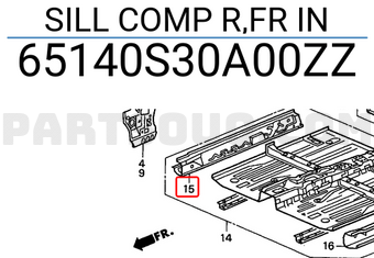 Honda 65140S30A00ZZ SILL COMP R,FR IN
