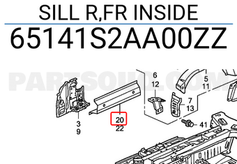 Honda 65141S2AA00ZZ SILL R,FR INSIDE
