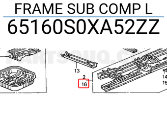 Honda 65160S0XA52ZZ FRAME SUB COMP L