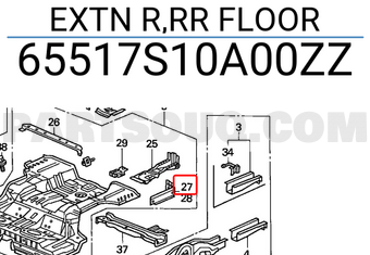 Honda 65517S10A00ZZ EXTN R,RR FLOOR