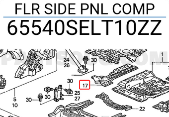 Honda 65540SELT10ZZ FLR SIDE PNL COMP
