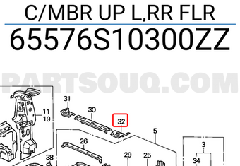 Honda 65576S10300ZZ C/MBR UP L,RR FLR