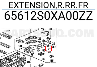 Honda 65612S0XA00ZZ EXTENSION,R.RR.FR