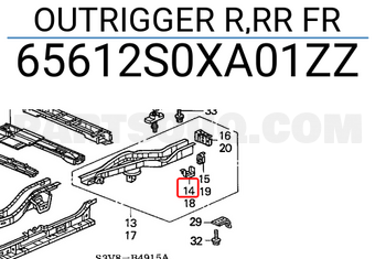 Honda 65612S0XA01ZZ OUTRIGGER R,RR FR