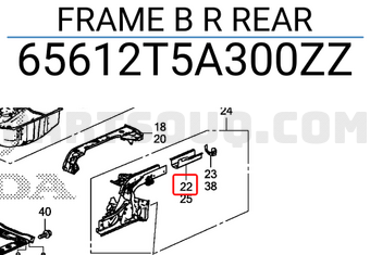 Honda 65612T5A300ZZ FRAME B R REAR