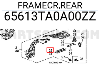 Honda 65613TA0A00ZZ FRAMECR,REAR