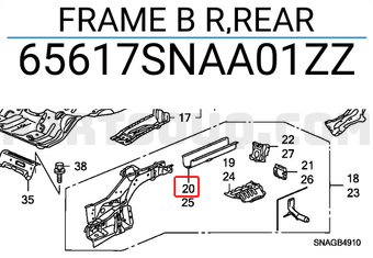 Honda 65617SNAA01ZZ FRAME B R,REAR