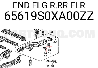 Honda 65619S0XA00ZZ END FLG R,RR FLR