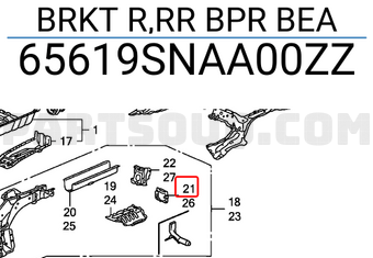 Honda 65619SNAA00ZZ BRKT R,RR BPR BEA