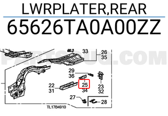 Honda 65626TA0A00ZZ LWRPLATER,REAR