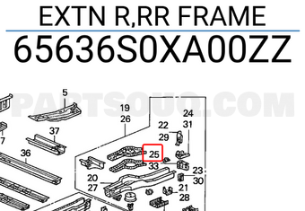 Honda 65636S0XA00ZZ EXTN R,RR FRAME