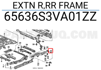 Honda 65636S3VA01ZZ EXTN R,RR FRAME