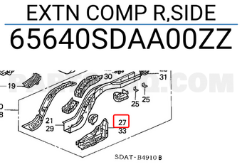 Honda 65640SDAA00ZZ EXTN COMP R,SIDE