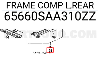 Honda 65660SAA310ZZ FRAME COMP L,REAR