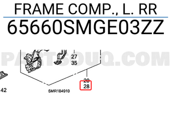 Honda 65660SMGE03ZZ FRAME COMP., L. RR