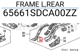 Honda 65661SDCA00ZZ FRAME L,REAR