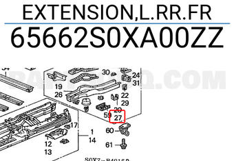 Honda 65662S0XA00ZZ EXTENSION,L.RR.FR