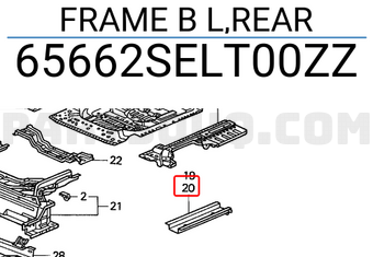 Honda 65662SELT00ZZ FRAME B L,REAR