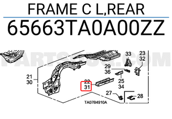 Honda 65663TA0A00ZZ FRAME C L,REAR