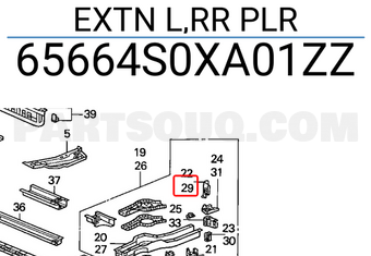 Honda 65664S0XA01ZZ EXTN L,RR PLR