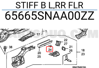 Honda 65665SNAA00ZZ STIFF B L,RR FLR