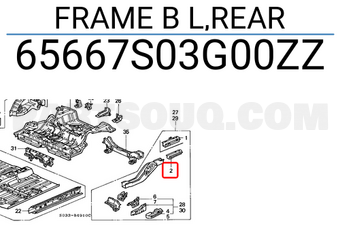 Honda 65667S03G00ZZ FRAME B L,REAR