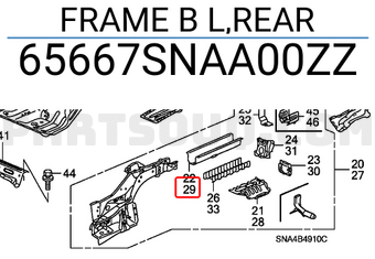 Honda 65667SNAA00ZZ FRAME B L,REAR