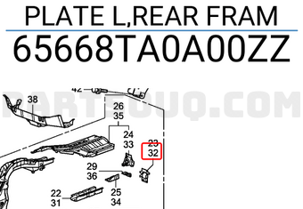 Honda 65668TA0A00ZZ PLATE L,REAR FRAM