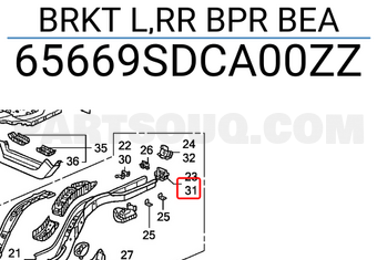 Honda 65669SDCA00ZZ BRKT L,RR BPR BEA