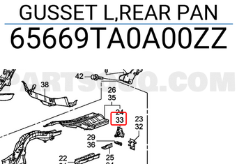 Honda 65669TA0A00ZZ GUSSET L,REAR PAN