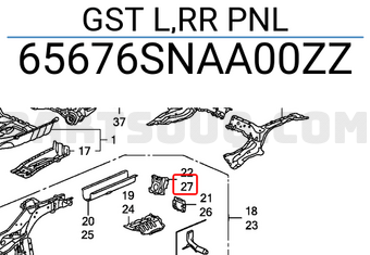 Honda 65676SNAA00ZZ GST L,RR PNL