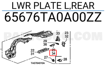 Honda 65676TA0A00ZZ LWR PLATE L,REAR
