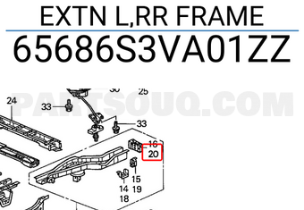 Honda 65686S3VA01ZZ EXTN L,RR FRAME