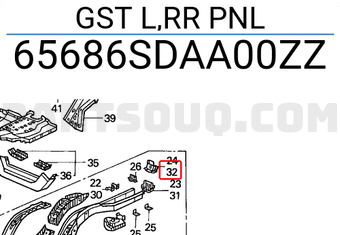 Honda 65686SDAA00ZZ GST L,RR PNL