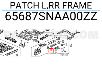 Honda 65687SNAA00ZZ PATCH L,RR FRAME