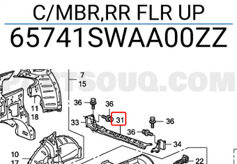 Honda 65741SWAA00ZZ C/MBR,RR FLR UP
