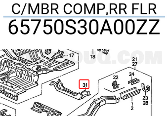 Honda 65750S30A00ZZ C/MBR COMP,RR FLR