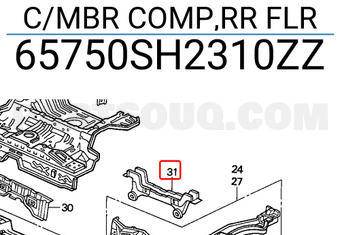 Honda 65750SH2310ZZ C/MBR COMP,RR FLR