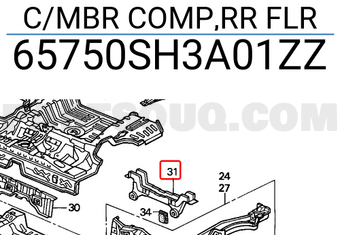 Honda 65750SH3A01ZZ C/MBR COMP,RR FLR