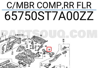 Honda 65750ST7A00ZZ C/MBR COMP,RR FLR