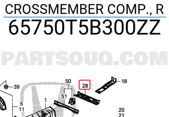 Honda 65750T5B300ZZ CROSSMEMBER COMP., R