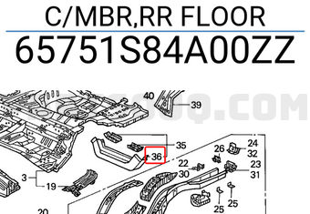Honda 65751S84A00ZZ C/MBR,RR FLOOR