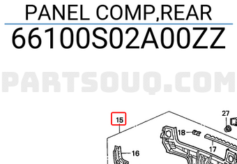 Honda 66100S02A00ZZ PANEL COMP,REAR