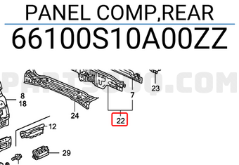 Honda 66100S10A00ZZ PANEL COMP,REAR